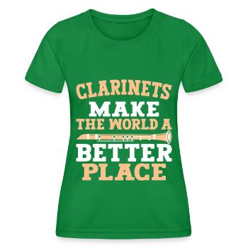 Clarinettiste Clarinette Jouant de la basse - T-shirt sport Femme - vert - Devant - AI Model Female 172 dark (172cm)