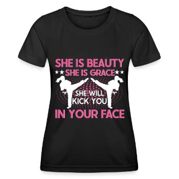 Karate Girl Martial Arts Women Karate Kick - Frauen Funktions-T-Shirt - Schwarz - Vorne - AI Model Female 172 light (172cm)