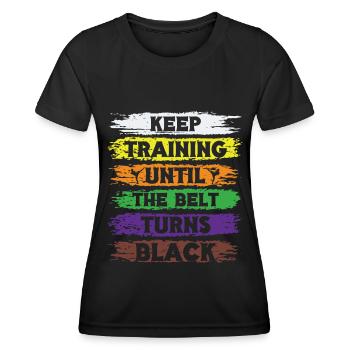 Karate Black Belt Martial Arts Karate Kick - Frauen Funktions-T-Shirt - Schwarz - Vorne - AI Model Female 172 light (172cm)