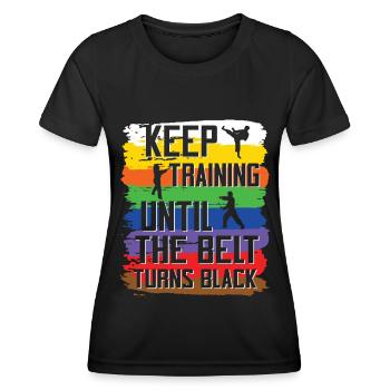 Karate Black Belt Martial Arts Karate Kick - Frauen Funktions-T-Shirt - Schwarz - Vorne - AI Model Female 172 light (172cm)