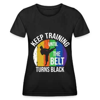 Karate Black Belt Martial Arts Karate Kick - Frauen Funktions-T-Shirt - Schwarz - Vorne - AI Model Female 172 light (172cm)