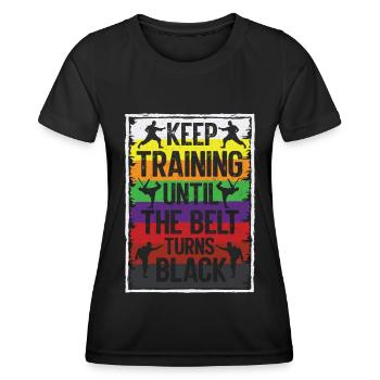 Karate Black Belt Martial Arts Karate Kick - Frauen Funktions-T-Shirt - Schwarz - Vorne - AI Model Female 172 light (172cm)