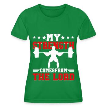 Jesus Christian Gym Workout - Women's Functional T-Shirt - kelly green - Front - AI Model Female 172 dark (172cm)