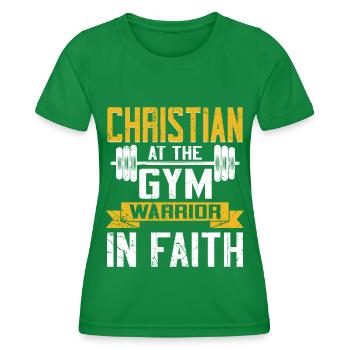 Jesus Christian Gym Workout - Women's Functional T-Shirt - kelly green - Front - AI Model Female 172 dark (172cm)