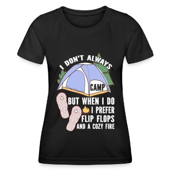Camping Flip Flops Camper Natur Outdoor - Frauen Funktions-T-Shirt - Schwarz - Vorne - AI Model Female 172 light (172cm)