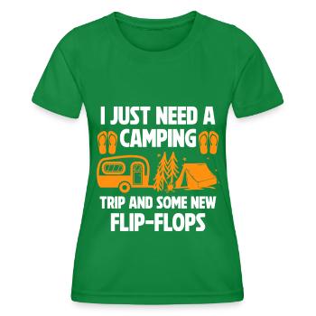 Camping Flip Flops Camper Nature Outdoor - Women's Functional T-Shirt - kelly green - Front - AI Model Female 172 dark (172cm)