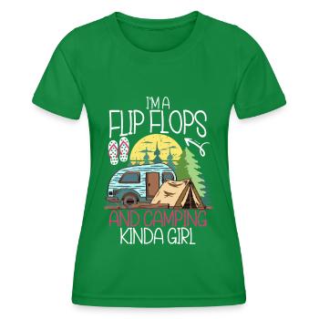 Camping Flip Flops Camper Nature Outdoor - Women's Functional T-Shirt - kelly green - Front - AI Model Female 172 dark (172cm)