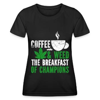Weed, Café, Cannabis, Stoner, Caféine, Ganja - T-shirt sport Femme - noir - Devant - AI Model Female 172 light (172cm)