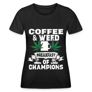 Weed, Café, Cannabis, Stoner, Caféine, Ganja - T-shirt sport Femme - noir - Devant - AI Model Female 172 light (172cm)