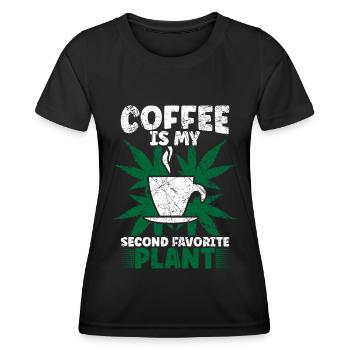 Weed, Café, Cannabis, Stoner, Caféine, Ganja - T-shirt sport Femme - noir - Devant - AI Model Female 172 light (172cm)
