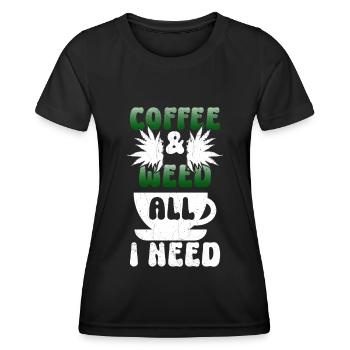 Weed, Café, Cannabis, Stoner, Caféine, Ganja - T-shirt sport Femme - noir - Devant - AI Model Female 172 light (172cm)