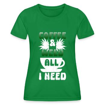 Weed, Café, Cannabis, Stoner, Caféine, Ganja - T-shirt sport Femme - vert - Devant - AI Model Female 172 dark (172cm)