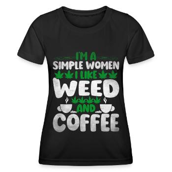 Weed, Café, Cannabis, Stoner, Caféine, Ganja - T-shirt sport Femme - noir - Devant - AI Model Female 172 light (172cm)
