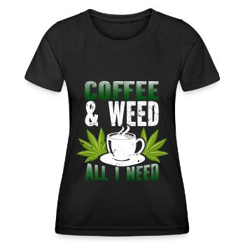 Weed, Café, Cannabis, Stoner, Caféine, Ganja - T-shirt sport Femme - noir - Devant - AI Model Female 172 light (172cm)