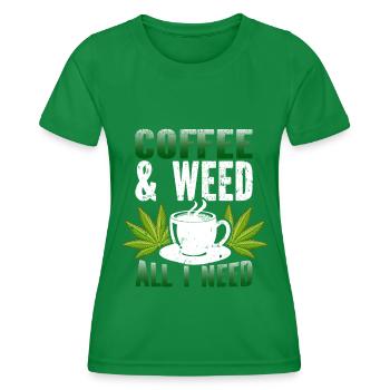 Weed, Café, Cannabis, Stoner, Caféine, Ganja - T-shirt sport Femme - vert - Devant - AI Model Female 172 dark (172cm)