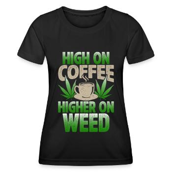Weed, Café, Cannabis, Stoner, Caféine, Ganja - T-shirt sport Femme - noir - Devant - AI Model Female 172 light (172cm)