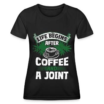 Weed, Café, Cannabis, Stoner, Caféine, Ganja - T-shirt sport Femme - noir - Devant - AI Model Female 172 light (172cm)