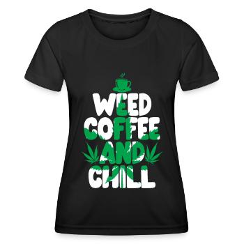 Weed, Café, Cannabis, Stoner, Caféine, Ganja - T-shirt sport Femme - noir - Devant - AI Model Female 172 light (172cm)