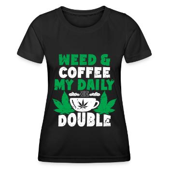 Weed, Café, Cannabis, Stoner, Caféine, Ganja - T-shirt sport Femme - noir - Devant - AI Model Female 172 light (172cm)