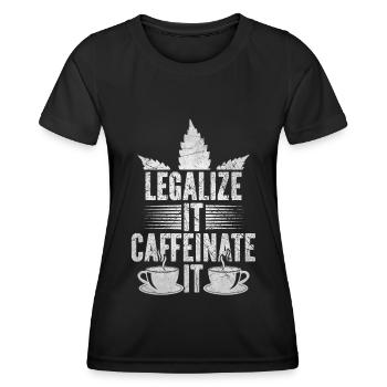 Weed, Café, Cannabis, Stoner, Caféine, Ganja - T-shirt sport Femme - noir - Devant - AI Model Female 172 light (172cm)