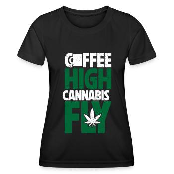 Weed, Café, Cannabis, Stoner, Caféine, Ganja - T-shirt sport Femme - noir - Devant - AI Model Female 172 light (172cm)