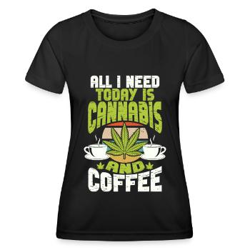 Weed, Café, Cannabis, Stoner, Caféine, Ganja - T-shirt sport Femme - noir - Devant - AI Model Female 172 light (172cm)
