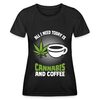Weed, Café, Cannabis, Stoner, Caféine, Ganja - T-shirt sport Femme - noir - Devant - AI Model Female 172 light (172cm)
