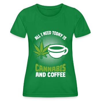 Weed, Café, Cannabis, Stoner, Caféine, Ganja - T-shirt sport Femme - vert - Devant - AI Model Female 172 dark (172cm)