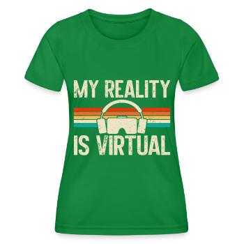 Réalité virtuelle VR Gamer Funnz - T-shirt sport Femme - vert - Devant - AI Model Female 172 dark (172cm)