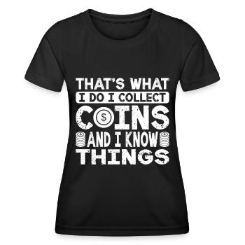 Collectionneurs de pièces de monnaie Numismatique Collectionner des pièces de monnaie - T-shirt sport Femme - noir - Devant - AI Model Female 172 light (172cm)