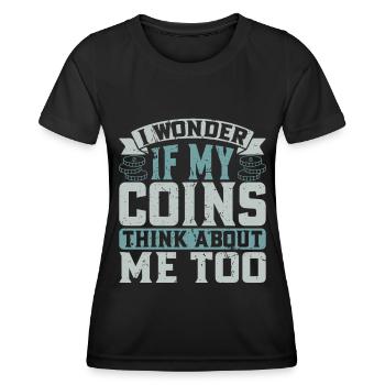 Collectionneurs de pièces de monnaie Numismatique Collectionner des pièces de monnaie - T-shirt sport Femme - noir - Devant - AI Model Female 172 light (172cm)