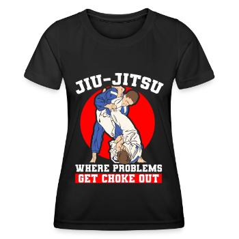 Brazilian Jiu Jitsu BJJ MMA Grappling - Women's Functional T-Shirt - black - Front - AI Model Female 172 light (172cm)