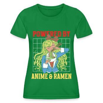 Propulsé par Anime & Ramen - T-shirt sport Femme - vert - Devant - AI Model Female 172 dark (172cm)