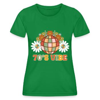 Disco Groovy Hippie 70s 80er Vintage Siebziger - Frauen Funktions-T-Shirt - Kelly Green - Vorne - AI Model Female 172 dark (172cm)