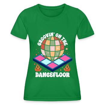 Disco Groovy Hippie 70s 80er Vintage Siebziger - Frauen Funktions-T-Shirt - Kelly Green - Vorne - AI Model Female 172 dark (172cm)