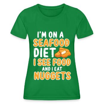 Croquettes de poulet Drôle Amateur de pépites de restauration rapide - T-shirt sport Femme - vert - Devant - AI Model Female 172 dark (172cm)