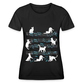 Cats playing with music note cat - Women's Functional T-Shirt - black - Front - AI Model Female 172 light (172cm)