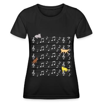 Cats playing with music note cat - Women's Functional T-Shirt - black - Front - AI Model Female 172 light (172cm)