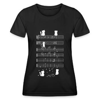 Cats playing with music note cat - Women's Functional T-Shirt - black - Front - AI Model Female 172 light (172cm)