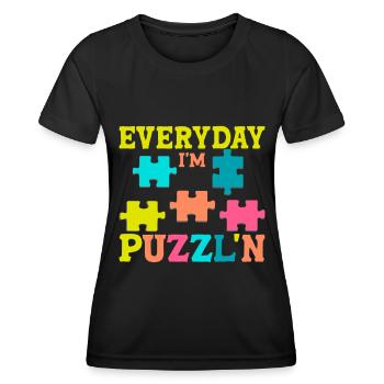 Puzzle Pièce Puzzle Amateur de Puzzle - T-shirt sport Femme - noir - Devant - AI Model Female 172 light (172cm)