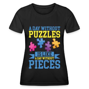 Puzzle Pièce Puzzle Amateur de Puzzle - T-shirt sport Femme - noir - Devant - AI Model Female 172 light (172cm)