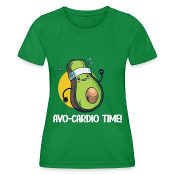 Avo-Cardio Funny Pun Workout Avocado - Women's Functional T-Shirt - kelly green - Front - AI Model Female 172 dark (172cm)