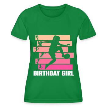 Birthday Girl Soccer Bday Party Theme - Women's Functional T-Shirt - kelly green - Front - AI Model Female 172 dark (172cm)