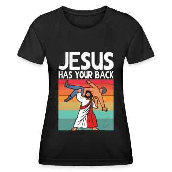 Jesus Hat Deinen Rücken BJJ Jiu Jitsu Christian - Frauen Funktions-T-Shirt - Schwarz - Vorne - AI Model Female 172 light (172cm)