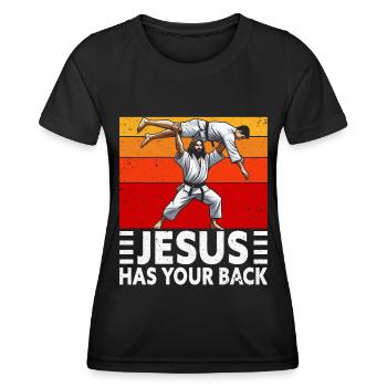 Jesus Hat Deinen Rücken BJJ Jiu Jitsu Christian - Frauen Funktions-T-Shirt - Schwarz - Vorne - AI Model Female 172 light (172cm)