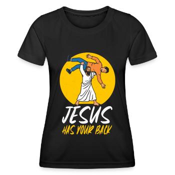 Jésus vous soutient BJJ Jiu Jitsu Christian - T-shirt sport Femme - noir - Devant - AI Model Female 172 light (172cm)