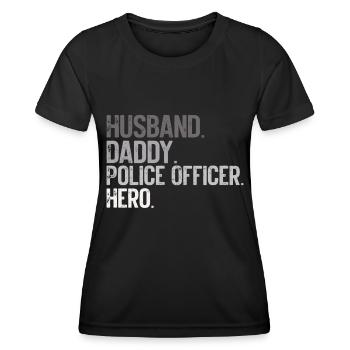 Agent de police, ligne bleue, application de la loi - T-shirt sport Femme - noir - Devant - AI Model Female 172 light (172cm)