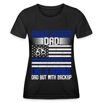 Agent de police, ligne bleue, application de la loi - T-shirt sport Femme - noir - Devant - AI Model Female 172 light (172cm)