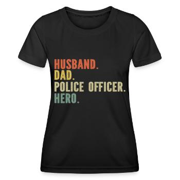 Agent de police, ligne bleue, application de la loi - T-shirt sport Femme - noir - Devant - AI Model Female 172 light (172cm)