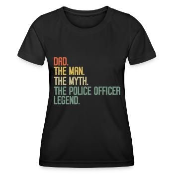 Agent de police, ligne bleue, application de la loi - T-shirt sport Femme - noir - Devant - AI Model Female 172 light (172cm)